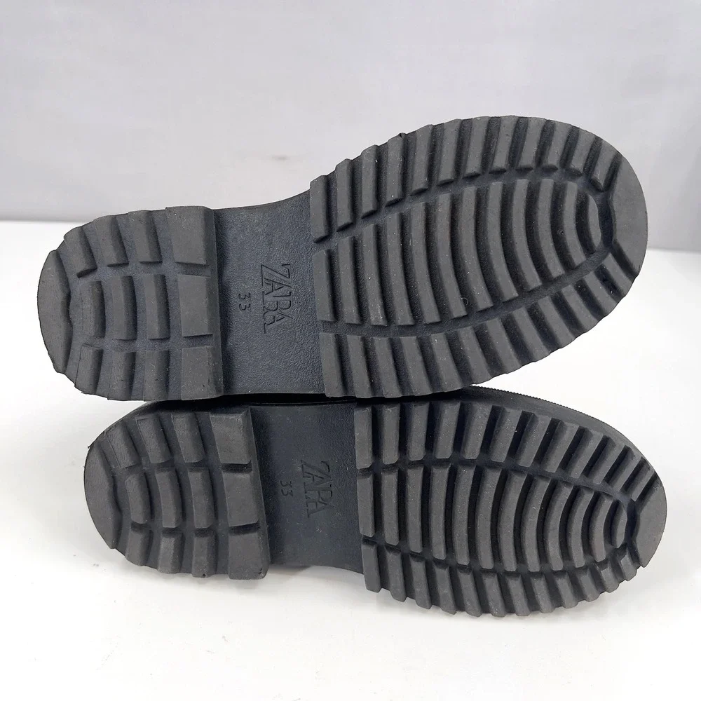 Zara Kids Girls EU33 US1 Black Patent Platform Boots Chunky Goth Punk Alt Edgy